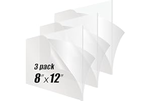 3 Pieces Acrylic Sheet/Plexiglass Panel 8" x 12" x 1/8" Thick Cast, Pinziren 3mm Clear Plexi Glass Plastic Board for Craft Projects, Wedding Blank, Cut to Sign, Table Number, Business Signage.8x12