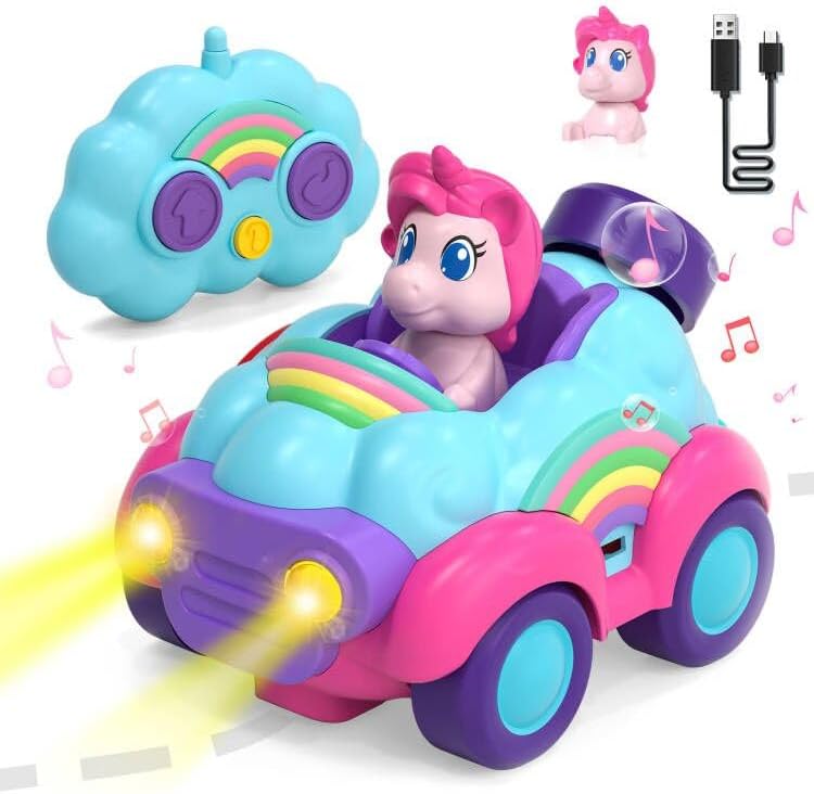 Lehoo Castle Unicorn RC Car for Kids Lights Music 2 3 Year Old Girls