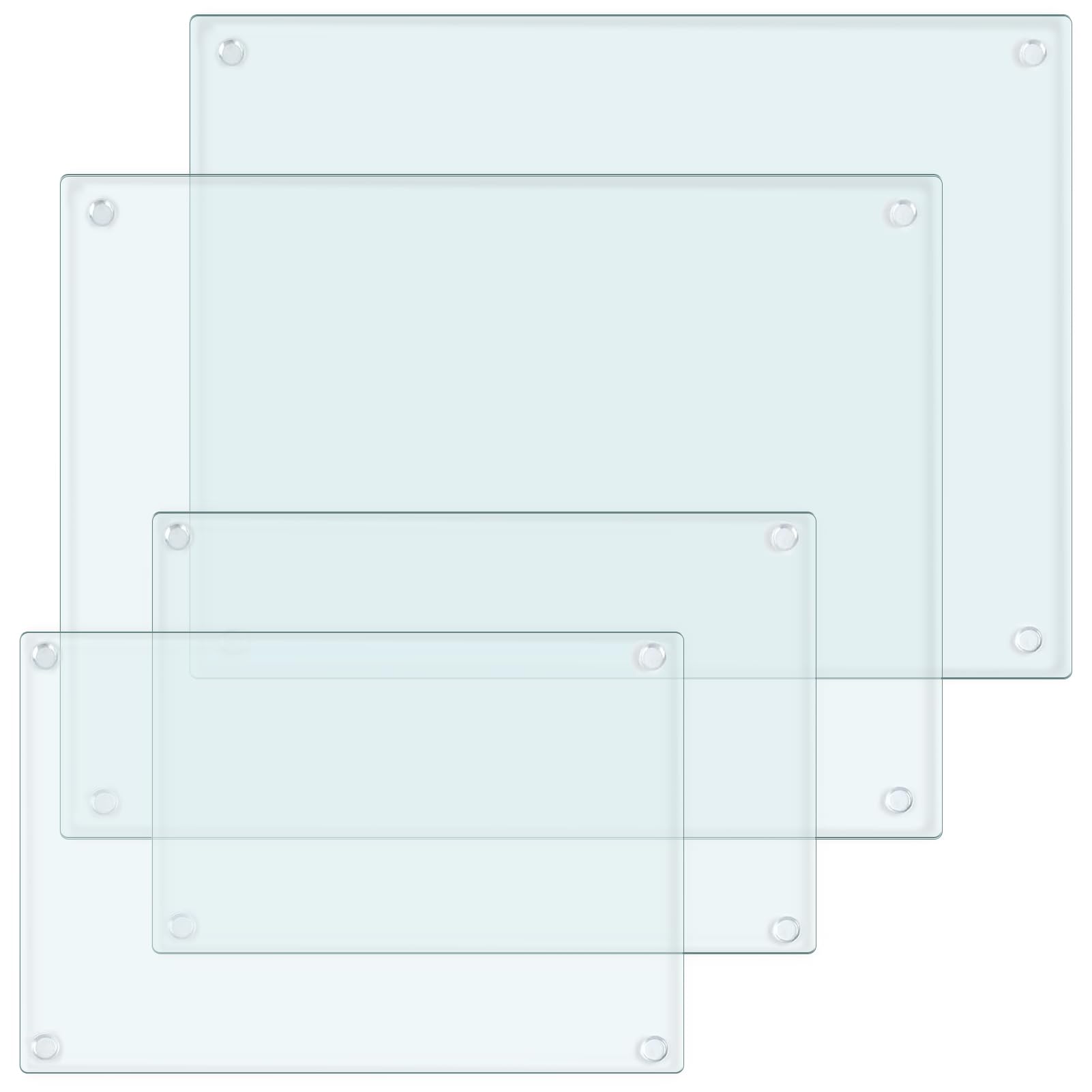 Photo 1 of 4Pcs Tempered Glass Cutting Board for Kitchen Countertop with Rubber Feet Non-slip Chopping Board Clear Cutting Board Scratch Resistant,Heat Resistant,Shatter Resistant,Dishwasher Safe (clear-4pcs)