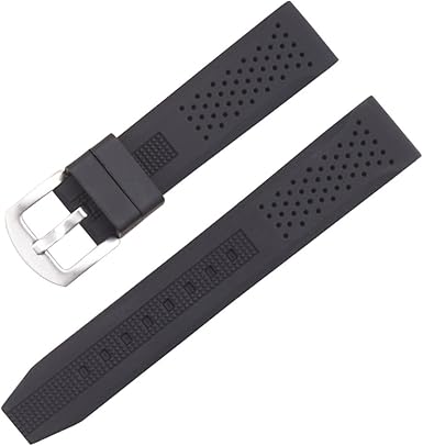 Correa de silicona suave para relojes negros transpirables de repuesto de 16 mm