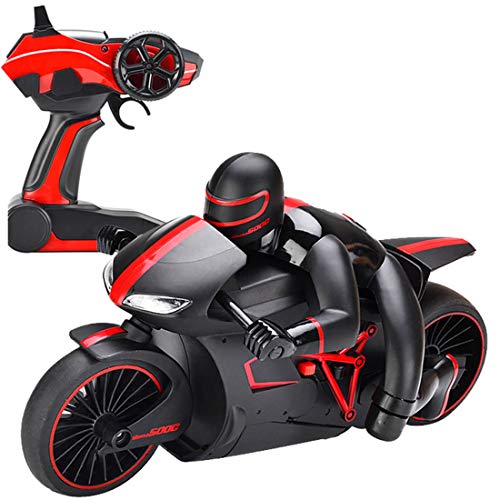 FenglinTech RC Motorcycle, 6V 4 Channels 2.4G High-Speed Remote Control Racing Drift Motorcycle with Light for Kids and Adult - (Red) - Thumbnail 3