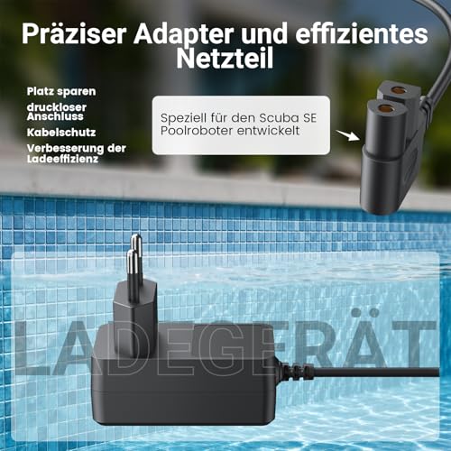 Chviluerio 12.6 V Power Supply for Aiper Pool Robots, Compatible with Aiper Scuba SE Wireless Robot Pool Cleaner Pool Vacuum Cleaner Replacement Adapter Charger Charging Cable - with Charging