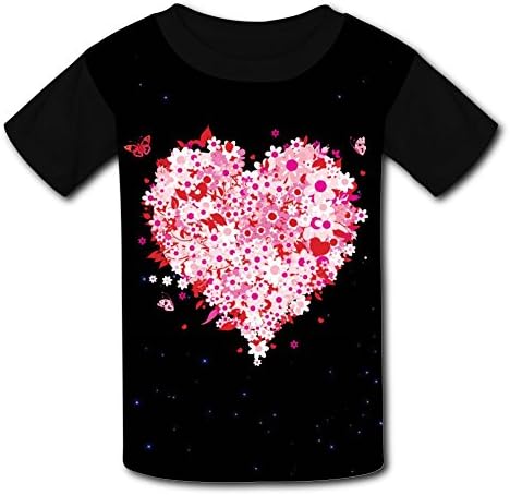 Wcpol Love Flower Children's T-Shirt Top Tee Short Sleeve for Kids Boys S