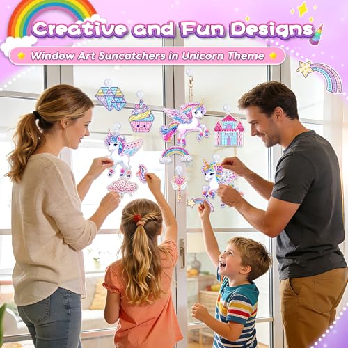 Gifts for 5 6 7 8 Year Old Girls: Diamond Arts and Crafts for Kids Age 5-10 Girls Birthday Presents, DIY Unicorn Gem Art Kits Toy for 5-6-7 Year Old Kids Craft Sun Catchers for Windows Home Decoration