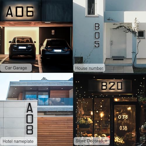 CARPESUN Solar House Number Illuminated for Outdoor Use Waterproof Illuminated House Number Sign Solar House Number Light Black Large - Height 23 cm (5-Black, 23 cm)