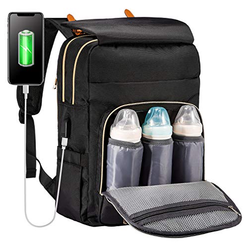 changing bag with insulated bottle pockets