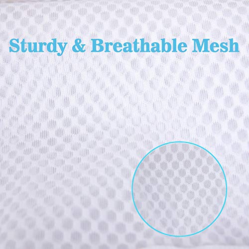 Commercial Large Mesh Laundry Bag (2 Mesh Available), Wanapure 2 Pack Heavy Duty Drawstring Bag with Cord lock and White Sturdy Thicker Mesh Material for Factories, College, Dorm, Storage (24''x 36'')