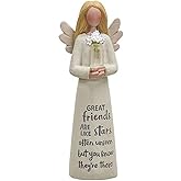 Friend Like Stars Angel with Flowers 2 x 5 Inch Resin Tabletop Figurine