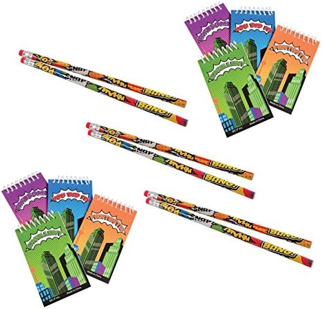 TwiceBooked Superhero Pencils & Notebooks Bundle - 12 of Each
