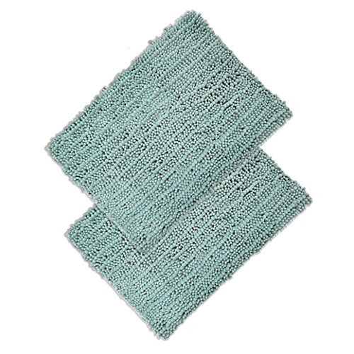 Raphael Rozen Elegant Bath Set of 2 Microfiber Shag Bath Mat, Non Slip Backing, Ultra Soft, Extremely Absorbent and Fast Drying. Durable, Easy Cleaning, Machine Washable. 5 Light Green 17"x24"