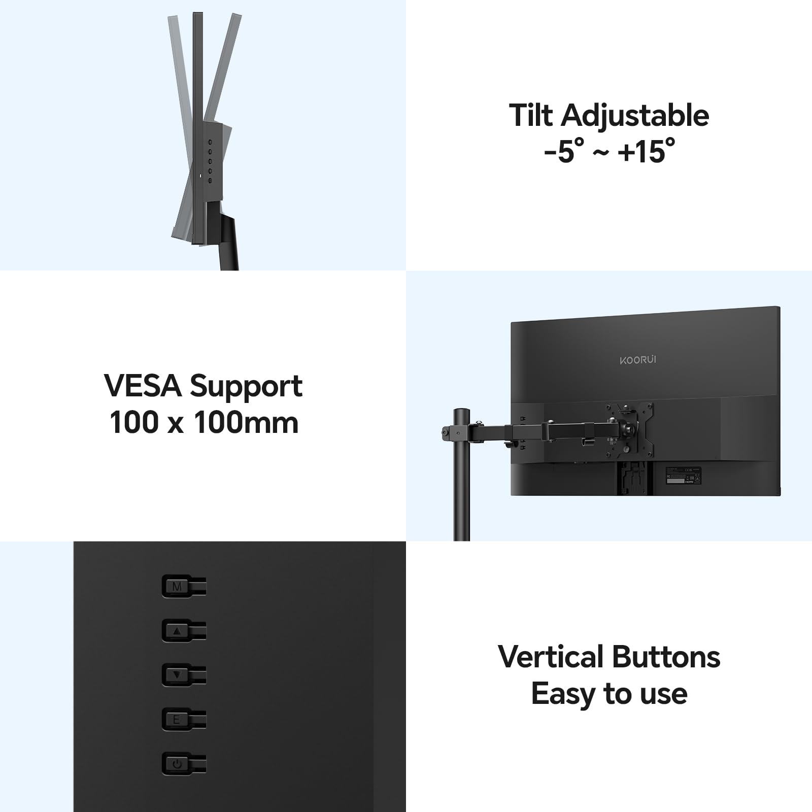 Koorui E2711K 27 Inch Fhd Monitor, Gaming 144Hz, Ips Computer Monitors, 1080P Pc Screen, Adaptive Sync, 5Ms, Vesa 100X100Mm, Eye Care, Hdmi, Vga - View 8