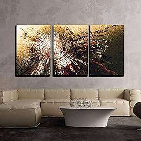 Digital Painting of Abstract High Technology Circle Background x3 Panels