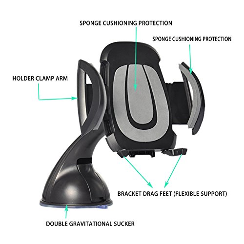 SuperArt Universal iphone holder 360 Mount Holder Cradle Compatible with iPhone 7 7 Plus SE 6s 6 Plus 6 5s 5 4s 4 Samsung Galaxy S6 S5 S4 LG Nexus Sony Nokia and More (Black)