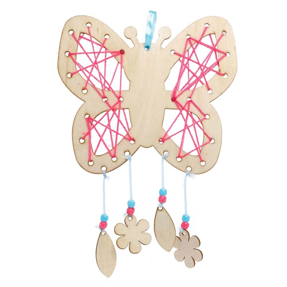 Baker Ross FE152 Butterfly Wooden Dreamcatcher Kits, Pack of 4, Make Your Own Dream Catcher - Image 3
