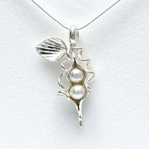 2 Pearl How Many Peas in Your Pod Sterling Silver Necklace Each Unique Handmade - Gift Boxed - White Pearl 18" Chain - Thumbnail 5