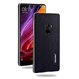 For Mi MIX,DAYJOY Luxury Premium Aluminum Metal Shockproof Bumper Frame Case + Real Genuine Cow Leather Back Cover With invisible Kickstand and Lanyard for Xiaomi Mi MIX(BLACK)