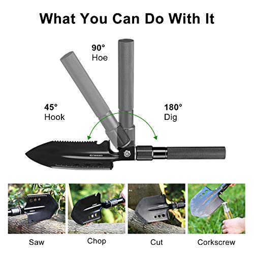 ENKEEO Military Folding Shovel Multitool for Scout, Hiking, Backpacking, Adventure Cycling, Dry Camping, Trenching, Emergency and Survival - Thumbnail 3