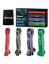 Juego de 4 bandas de asistencia para entrenamiento de entrenamiento de resistencia y entrenamiento de fuerza, fitness, estiramiento y más. Látex resistente. Bolsa de transporte y guía de entrenamiento.