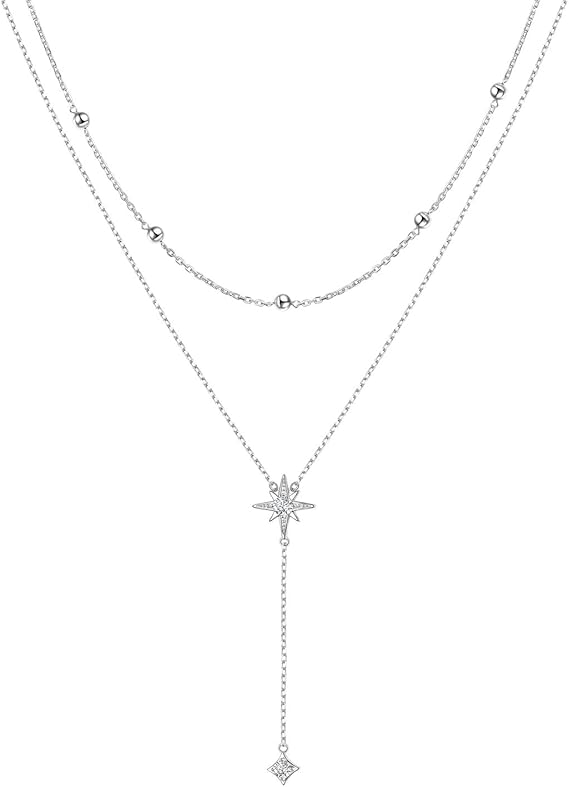 Amazon 二重ネックレス S925スターリングシルバー Y字ラリアットネックレス ロングチェーン レディース ガールズ ジュエリー ネックレス 通販