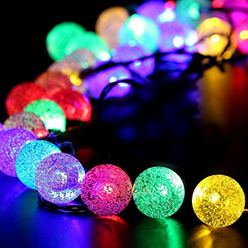T-Sun 25ft 30LEDs Outdoor Solar String Lights, Colorful Solar Wedding Lights, Waterproof Solar Fairy Lights for Patio,Home, Parties, Birthdays, Decoration(Crystal Ball)