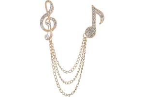 WCRAZYE Music Note Brooch Pink for Men Women Gold /Silver Music Note Mark Brooch Lapel Pin Badge Hanging Chains Collar Brooches Pin for Career Suit Tuxedo of Shirts Tie Hat Scarf for Boyfriend Father Birthday Gift
