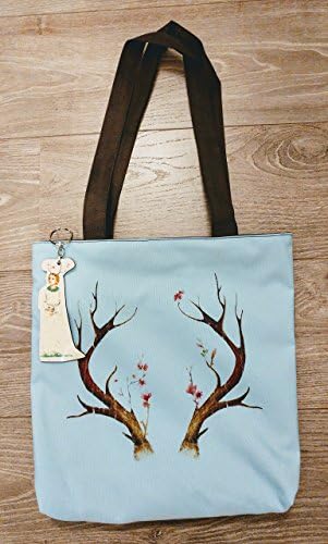Light Blue Shoulder Tote, Vegan Waterproof Faux Leather Tote Bag, Retro Style Handmade Designer, Arrives with a Bag Charm