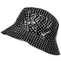 TOUTACOO, Waterproof Vinyl Bucket Rain Hat .Polka Dot - Black