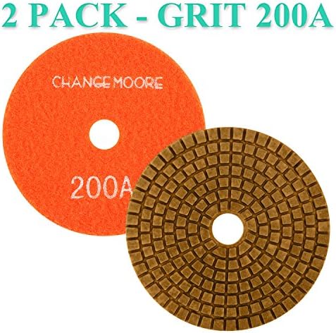 CHANGE MOORE Wet Diamond Polishing Pads 4’’ for Marble Granite Travertine Terrazzo Concrete Stones Quartz Countertop Floor, 2 Pack-Grit 200A