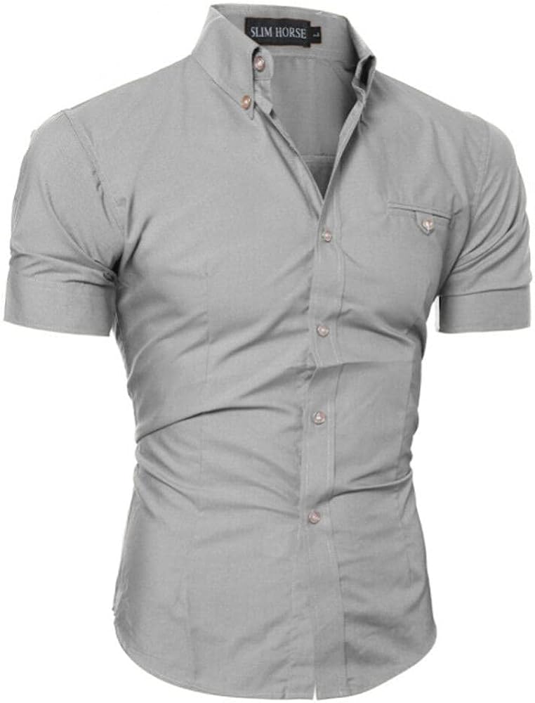 Male Slim Fit Short Sleeve Shirt Stylish Formal Tops Male Casual Short