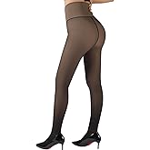 DancMolly Fleece Lined Tights Women Skin Color Warm Thermal Winter High Waist Leggings with Fuzzy Lining
