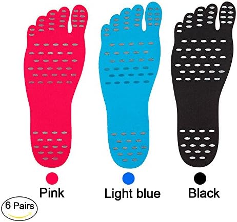 Barefit Stick On Feet Pads - Fashion, Invisible, Waterproof and Anti- Slip - Perfect for Beach, Pool, Spa, Park, Street ( 6 pairs / pack ) (EU44/13B(M)US Women/9.5D(M)US Men, Blue)