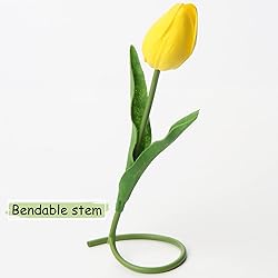 20 Pcs Yellow Tulips Artificial Flowers Real Touch