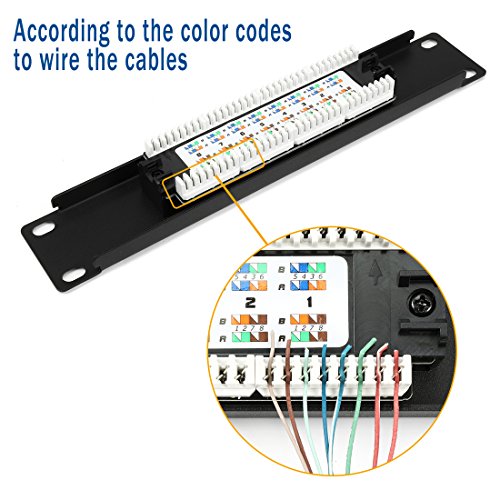 uxcell 8 Ports Cat5e 1U 10inch Unsheilded RJ45 IDC Rackmount mini Patch Panel Black