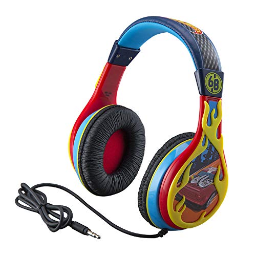 eKids Hot Wheels Headphones, Adjustable Headband, Stereo Sound, 3.5Mm
