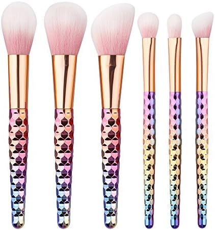 ILOBE 2017 Vegan Hair Makeup Brushes Set - 6 Piece Rainbow Handle Cosmetic Brush Application Powder Blush Eyeshadow