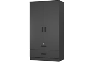Woodpeckers Furniture And Mattress WPfurniture Wood 2-Door Wardrobe Armoire with 2-Drawers (Black)