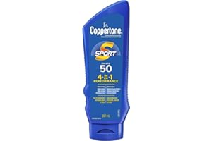 Coppertone Sport Sunscreen Lotion SPF 50, 4-in-1 Performance, Sweat and Water Resistant Face and Body Sunscreen Broad Spectru
