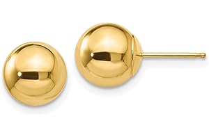 FINDINGKING 14K Yellow Gold Ball Stud Earrings Jewelry 8mm