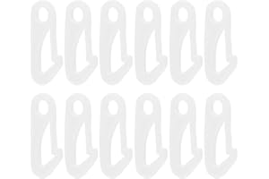 INOOMP 12pcs White Plastic Flagpole Clip Hooks with Spring Snap, 10mm Hole Outdoor Flag Holder Clips