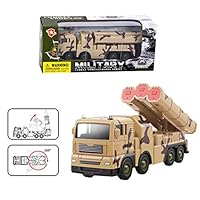 Geminismart Army Truck with Missile Launcher Movable Launcher Plastic Military Vehicle Toy (C-Brown)