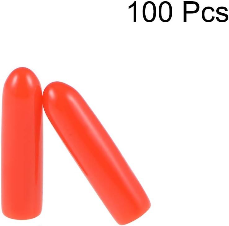 sourcing map 100pcs Rubber End Caps 2mm ID Vinyl Round Tube Bolt Cap Cover Thread Protectors Red - Image 3