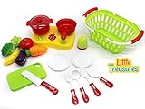 Little Treasures Cutting Fruit Vegetables Pretend Play Children Kid Educational Stovetop Cooking Toy with kitchen Utensils