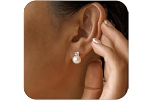 RMOYI Pearl Earrings,6mm/8mm/10mm Gold/Silver Pearl Stud Earrings for Women Dainty 14K Gold CZ Diamond Earrings Trendy Hypoallergenic Wedding Earrings for Women Bridesmaid Gift