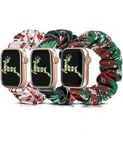 TOYOUTHS 3 Packs Compatible with Apple Watch Band Scrunchies 38mm Cloth Soft Pattern Printed Fabric Wristband Bracelet Women IWatch Elastic Scrunchy Bands 40mm Series SE 6 5 4 3 2 1