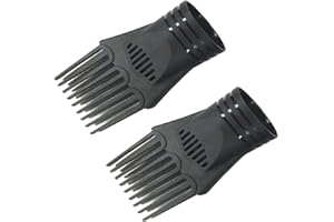 2Pcs Black Plastic Universal Blow Hair Dryer Comb Attachment for Straightening, Detangling - Nozzle Hairdressing Salon Comb,S