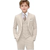 Yavakoor Boys Double Breasted Suit for Kids Tuxedo Boy Formal Suits 5 Pieces Wedding Guest Outfit Prom Dress Clothes