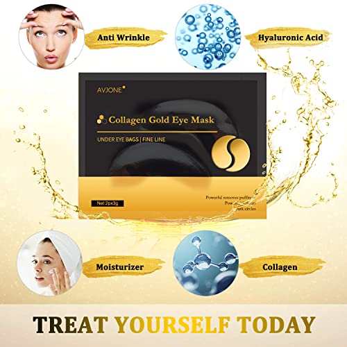 AVJONE 24K Gold Eye Mask- 30 Pairs - Puffy Eyes and Dark Circles Treatments – Relieve Pressure and Reduce Wrinkles, Revitalize and Refresh Your Skin