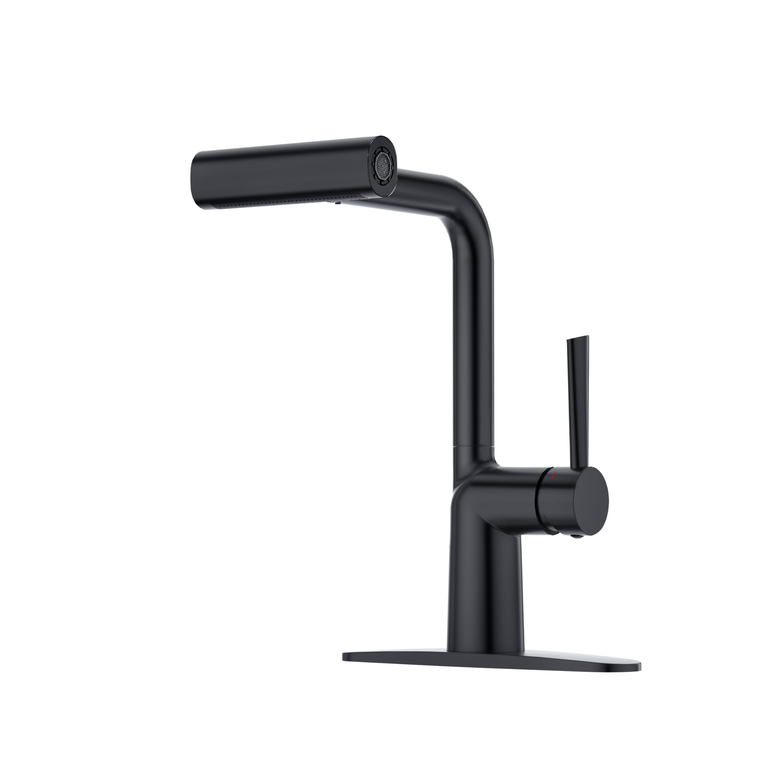 Photo 1 of Aktines Matte Black Waterfall Kitchen Faucet with 4-Mode Pull Down Sprayer, Single Handle Stainless Steel Kitchen/Bar/Utility Sink Faucet for with Deck Plate for 1 or 3 Hole