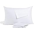 Toddler Travel Pillowcase 12x16 Inch White Striped Zipper Closer Pillow case Set of 2 PC Travel Pillow Cover 500 Thread Count 100% Soft Egyptian Cotton Decorative Travel Pillow Cover