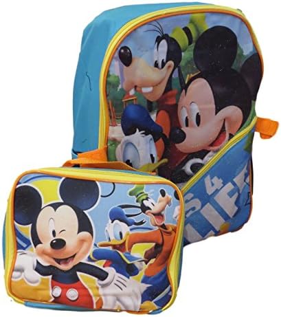 Mickey Mouse Pals 4 Life Backpack with Detachable Lunch Bag, Multi, Size Large